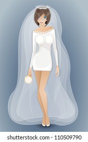 Beautiful modern bride. Vector illustration