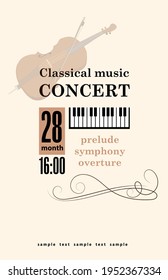 Beautiful modern classical music concert poster or flyer template. Ideal for local event announcements and promotions