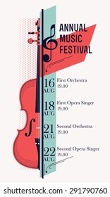 Beautiful modern classical music festival poster or flyer template. Ideal for local events announcement and promotions