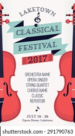 Beautiful modern classical music festival poster or flyer template. Ideal for local events announcement and promotions