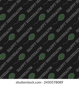 Beautiful modern colorful festive pattern with balls and happy birthday text. For print, seamless texture	