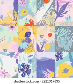 Hermoso diseño abstracto creativo moderno con elementos florales. Ilustración vectorial. Fondo de diseño abstracto de moda.