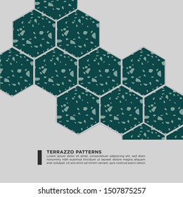 Beautiful modern, fancy  and stylish vector graphic design of hexagon terrazzo pattern tiles