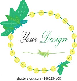 Beautiful modern flower and leaf frame in vector pattern
