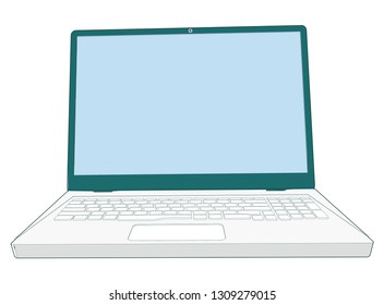 beautiful modern front view amazing illustration of a Laptop open 115 degree blank empty screen with keyboard visible