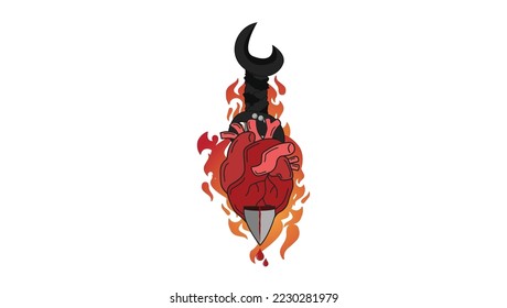  Beautiful Modern Gaming Sword and Fire With Broken Torn Heart Creative Logo Design svg