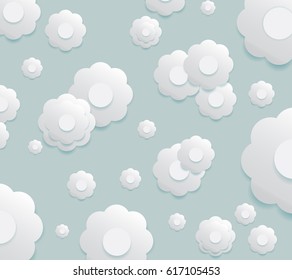 Beautiful modern grey background pattern with white flower cutting paper 