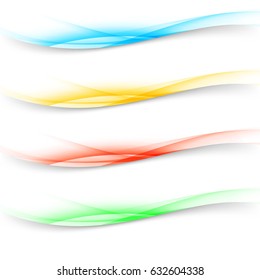 Beautiful modern halftone bright web headers collection. Swoosh wave futuristic smooth vivid divider footer lines. Vector illustration