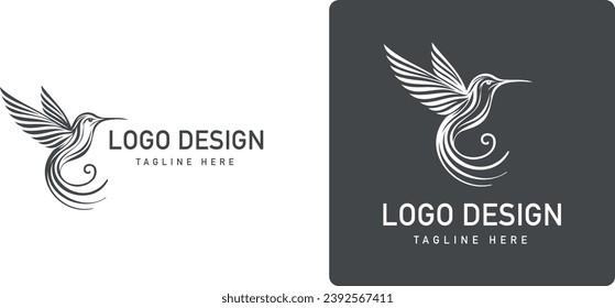 

beautiful and modern Hummingbird  colibri bird logo design