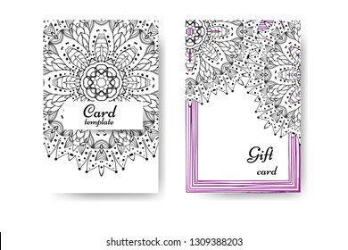 Beautiful modern invitation wedding template with gold frames and white and black mandala.