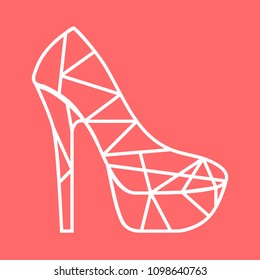 Beautiful modern luxury shoes icon  Simple minimalist vector illustration pumps for woman  Silhouette court shoes platform high heels  Fashion design style  isolated object  red coral background