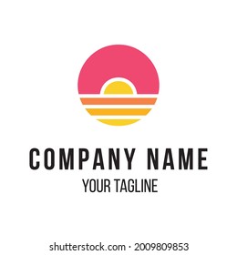 Beautiful Modern Sunset Minimalist Badge Logo Icon Vector Design Template Isolated. Simple Twilight, Sunrise, Sunshine, Paradise Logo Concept.