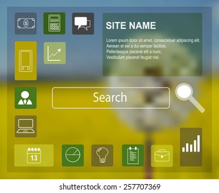 Beautiful modern website template with dandelion in background