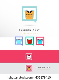 BEAUTIFUL MODERN WOMAN'S T SHIRT DESIGN INCORPORATED IN A CHAT WINDOW ICON , VECTOR LOGO / ICON IN VARIOUS COLORS 