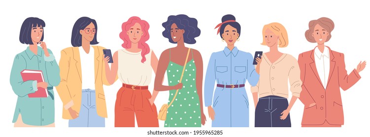 Beautiful modern women vector characters illustration