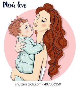 beautiful mom with child