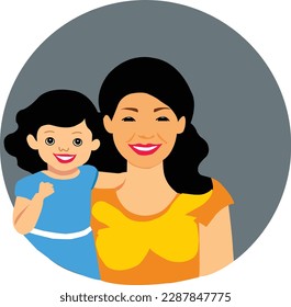 A Beautiful Mom And Child Avatar Vector