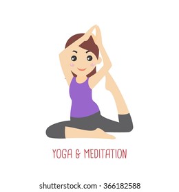 beautiful mom exercising and meditating with yoga pose. healthy lifestyle