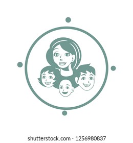 Beautiful mom with her kids design vector eps format