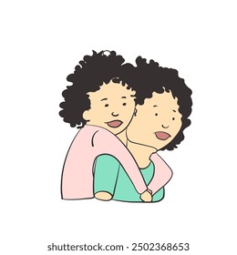 beautiful mom with his little cute kid are having. Cute vector doodle illustrator. Mother's Day, Children's Day, Birthday