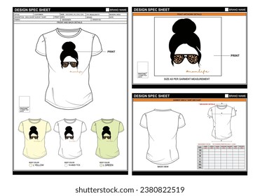 BEAUTIFUL MOM LIFE STREETWEAR VECTOR DIGITAL DTG DTF HEAT TRANSFER STICKER SUBLIMATION PRINT WOMEN GIRLS REGULAR T SHIRT TECHPACK MEASUREMENT LAYOUT TEMPLATE DESIGN