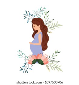 beautiful mom pregnancy with floral frame