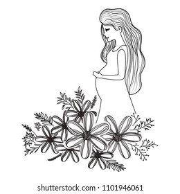 beautiful mom pregnancy with floral frame