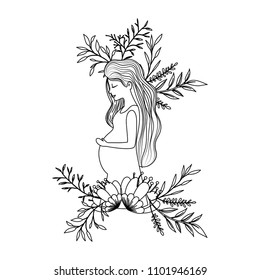 beautiful mom pregnancy with floral frame