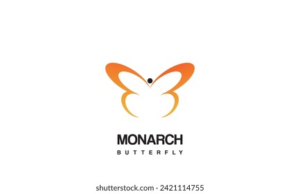 Hermosa ilustración de diseño del logotipo de la mariposa monarca,