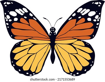 Hermoso vector de mariposa monarca aislado