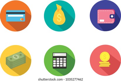 Beautiful money or income related flat design icons