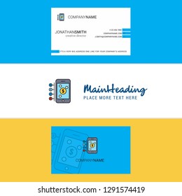 Beautiful Money through smartphone  Logo and business card. vertical Design Vector