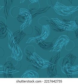 Beautiful Monochromatic Jellyfish Vector Fashion Background Pattern Seamless