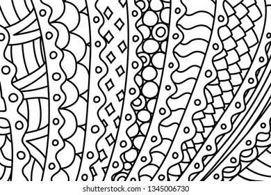 Beautiful monochrome abstract pattern for coloring book pages