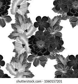 beautiful monochrome abstract seamless pattern of flowers. For your fashion design, fabric, postcards. Congratulations, invitations and much more. Vector illustration.