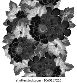 beautiful monochrome abstract seamless pattern of flowers. For your fashion design, fabric, postcards. Congratulations, invitations and much more. Vector illustration.