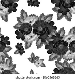 beautiful monochrome abstract seamless pattern of flowers. For your fashion design, fabric, postcards. Congratulations, invitations and much more. Vector illustration.