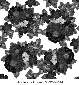 beautiful monochrome abstract seamless pattern of flowers. For your fashion design, fabric, postcards. Congratulations, invitations and much more. Vector illustration.