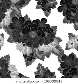 beautiful monochrome abstract seamless pattern of flowers. For your fashion design, fabric, postcards. Congratulations, invitations and much more. Vector illustration.