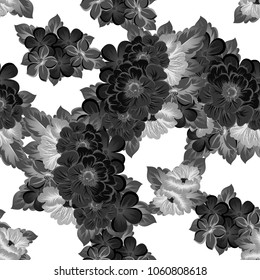 beautiful monochrome abstract seamless pattern of flowers. For your fashion design, fabric, postcards. Congratulations, invitations and much more. Vector illustration.