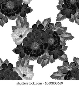 beautiful monochrome abstract seamless pattern of flowers. For your fashion design, fabric, postcards. Congratulations, invitations and much more. Vector illustration.