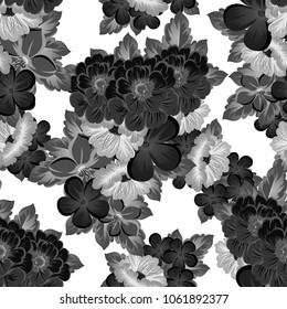 beautiful monochrome abstract seamless pattern of flowers. For your fashion design, fabric, postcards. Congratulations, invitations and much more. Vector illustration.