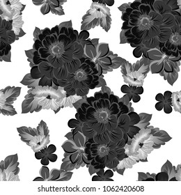 beautiful monochrome abstract seamless pattern of flowers. For your fashion design, fabric, postcards. Congratulations, invitations and much more. Vector illustration.