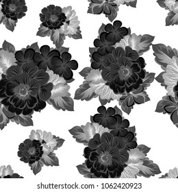 beautiful monochrome abstract seamless pattern of flowers. For your fashion design, fabric, postcards. Congratulations, invitations and much more. Vector illustration.