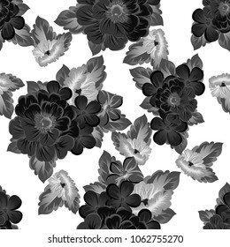 beautiful monochrome abstract seamless pattern of flowers. For your fashion design, fabric, postcards. Congratulations, invitations and much more. Vector illustration.