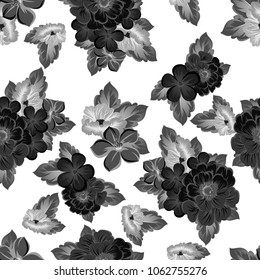 beautiful monochrome abstract seamless pattern of flowers. For your fashion design, fabric, postcards. Congratulations, invitations and much more. Vector illustration.