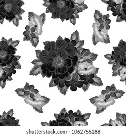 beautiful monochrome abstract seamless pattern of flowers. For your fashion design, fabric, postcards. Congratulations, invitations and much more. Vector illustration.
