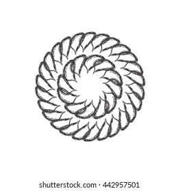 beautiful monochrome black and white flower isolated on white background. Hand-draw contour line and strokes. greeting card and invitation of wedding, birthday, mother's day and other seasonal holiday