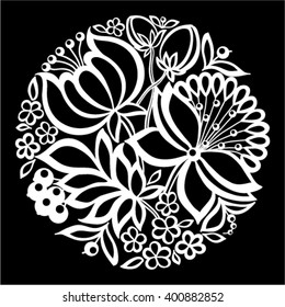 beautiful monochrome black and white flowers and leaves isolated. Floral design for greeting card and invitation of wedding, birthday, Valentine's Day, mother's day and seasonal holiday