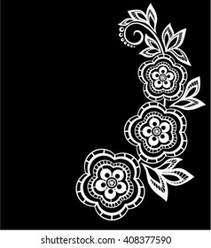 beautiful monochrome black and white flowers and leaves isolated. Floral design for greeting card and invitation of wedding, birthday, Valentine's Day, mother's day and seasonal holiday